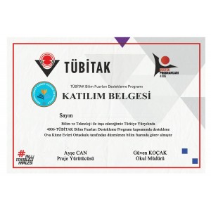 Bilim Fuarı Katılım Belgesi -1