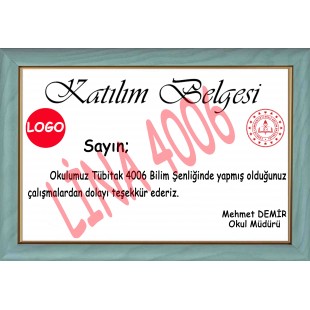 Bilim Fuarı Katılım Belgesi -3