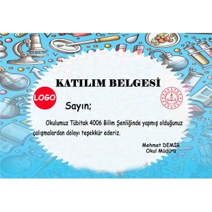 Bilim Fuarı Katılım Belgesi -6