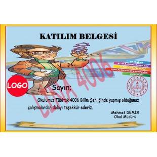 Bilim Fuarı Katılım Belgesi -8